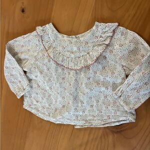 Zara Kids White and Red Dotted Holiday Blouse